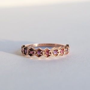 14k rose gold ring stacker ring rose gold stones